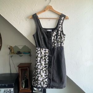 Urban Outfitters Floral Black Denim Dress | Size 2